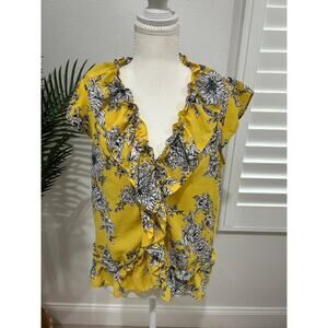 Romantic coquette yellow floral top Counterparts Size Small